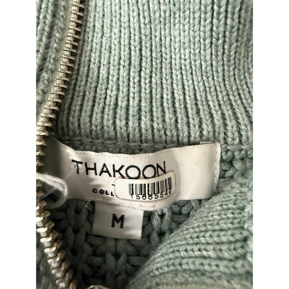 Thakoon Collective Sage Green Half-Zip Knit Sweater, Size M - Picture 4 of 9